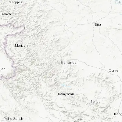 Map showing location of Sanandaj (35.314950, 46.998830)
