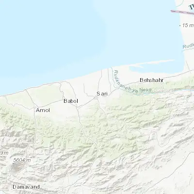 Map showing location of Sari (36.563320, 53.060090)