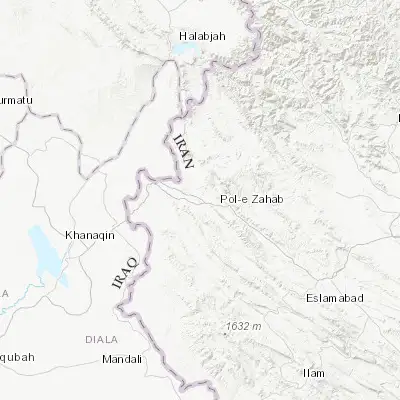 Map showing location of Sarpol-e Z̄ahāb (34.461090, 45.862640)