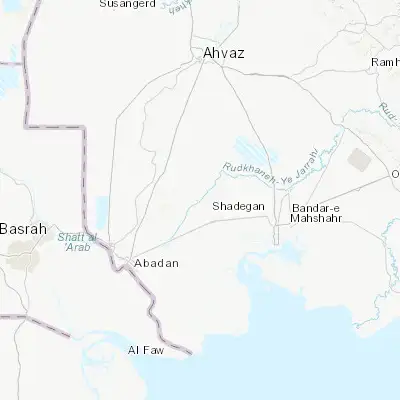 Map showing location of Shādegān (30.649240, 48.664970)
