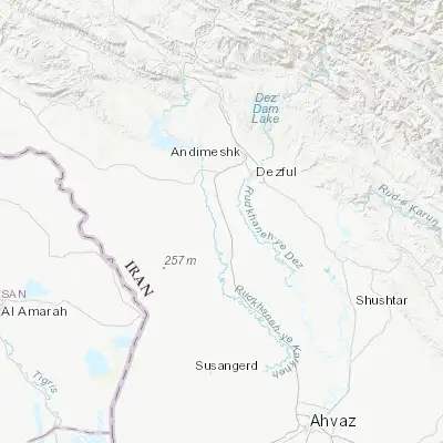 Map showing location of Shūsh (32.194200, 48.243600)