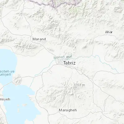 Map showing location of Tabriz (38.080000, 46.291900)