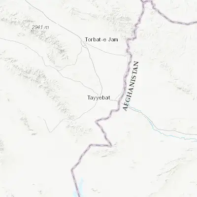 Map showing location of Tāybād (34.740000, 60.775600)