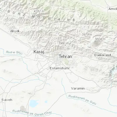 Map showing location of Tehran (35.694390, 51.421510)