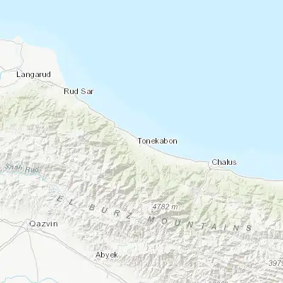Map showing location of Tonekābon (36.816260, 50.873760)