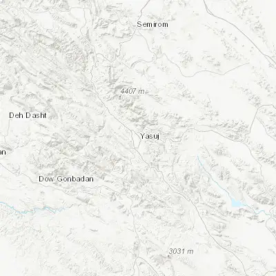 Map showing location of Yasuj (30.668240, 51.587960)