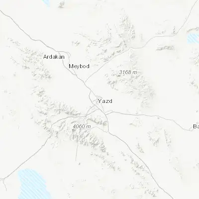 Map showing location of Yazd (31.897220, 54.367500)
