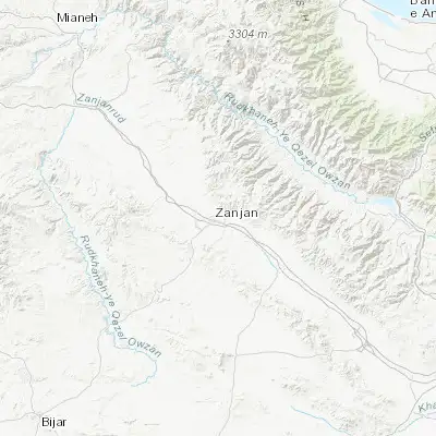 Map showing location of Zanjān (36.676420, 48.496280)