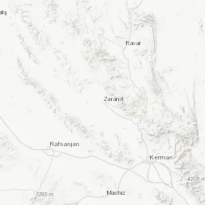 Map showing location of Zarand (30.812710, 56.563990)