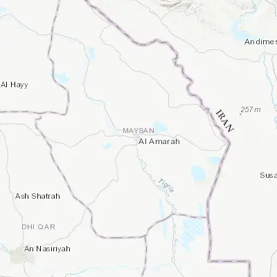 Map showing location of Al ‘Amārah (31.835610, 47.144830)
