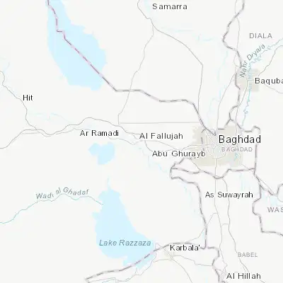 Map showing location of Al Fallūjah (33.349130, 43.785990)