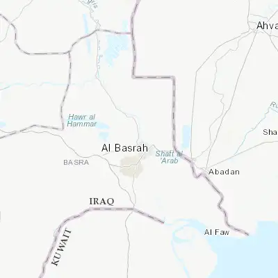 Map showing location of Al Hārithah (30.584810, 47.761140)