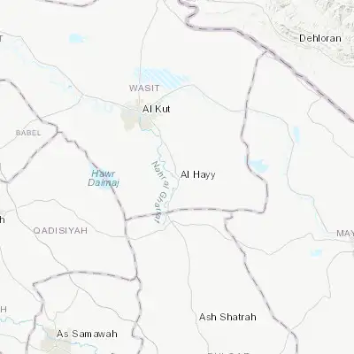Map showing location of Al Ḩayy (32.174190, 46.043450)