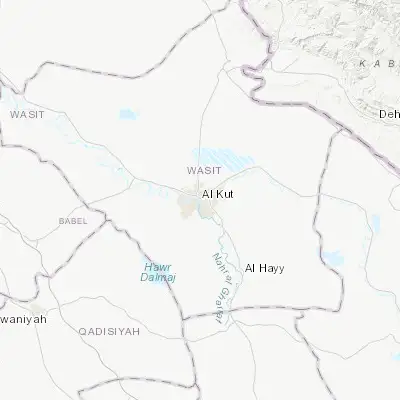 Map showing location of Al Kūt (32.512800, 45.818170)