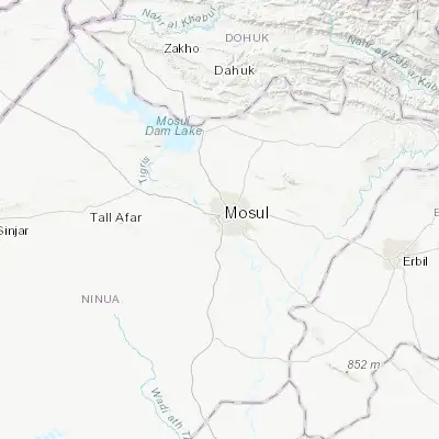 Map showing location of Al Mawşil al Jadīdah (36.332710, 43.105550)