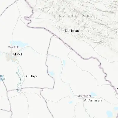 Map showing location of ‘Alī al Gharbī (32.461860, 46.687940)
