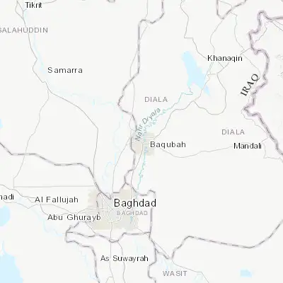 Map showing location of Baqubah (33.754030, 44.605180)