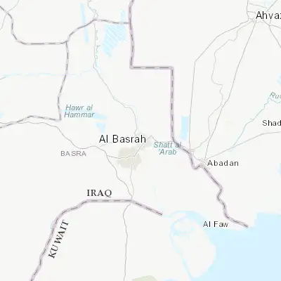 Map showing location of Basrah (30.508520, 47.780400)