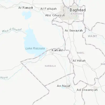Map showing location of Karbala (32.616030, 44.024880)