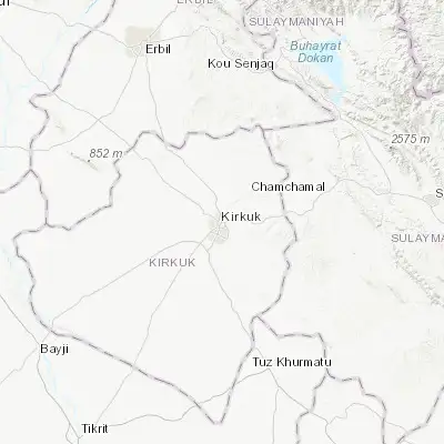 Map showing location of Kirkuk (35.468060, 44.392220)