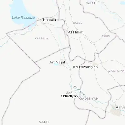 Map showing location of Najaf (32.025940, 44.346250)