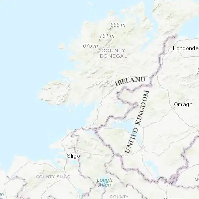 Map showing location of Donegal (54.653780, -8.111340)