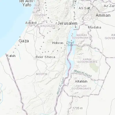 Map showing location of Arad (31.258820, 35.212820)