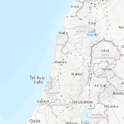 Map showing location of Bāqa el Gharbīya (32.418060, 35.043120)