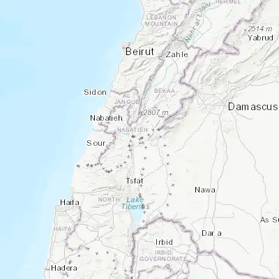 Map showing location of El Ghajar (33.271150, 35.622880)