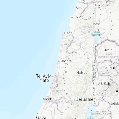 Map showing location of Hadera (32.441920, 34.903900)