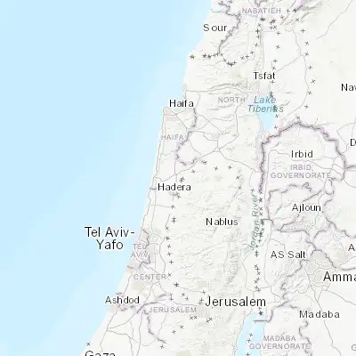 Map showing location of H̱arish (32.460960, 35.043500)