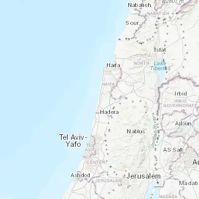 Map showing location of Jisr ez Zarqā (32.536840, 34.912700)