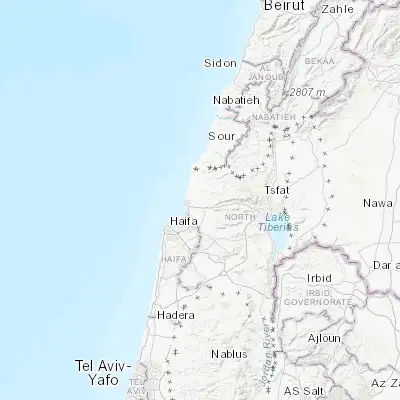 Map showing location of Kfar Yasif (32.954510, 35.162300)
