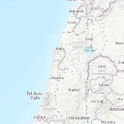 Map showing location of Yoqne‘am ‘Illit (32.653850, 35.103820)