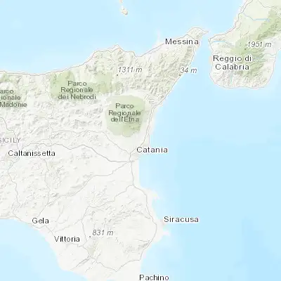 Map showing location of Aci Bonaccorsi (37.596400, 15.107240)