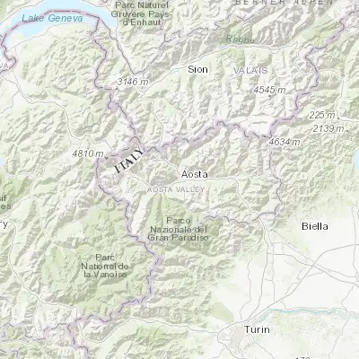 Map showing location of Aosta (45.737640, 7.317220)