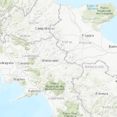 Map showing location of Ariano Irpino-Martiri (41.160240, 15.106250)