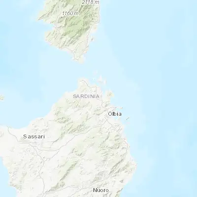 Map showing location of Arzachena (41.076200, 9.390550)
