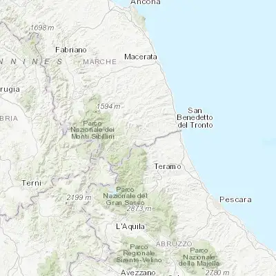 Map showing location of Ascoli Piceno (42.853510, 13.573950)