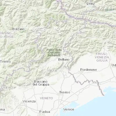 Map showing location of Belluno (46.142620, 12.215600)