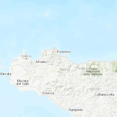 Map showing location of Belmonte Mezzagno (38.046530, 13.392070)