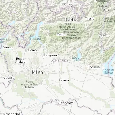 Map showing location of Bergamo (45.696010, 9.667210)