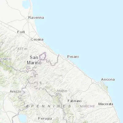 Map showing location of Borgo Santa Maria (43.875820, 12.802350)