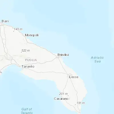 Map showing location of Brindisi (40.632150, 17.936070)