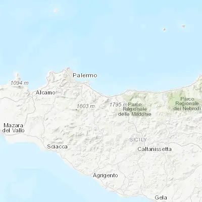 Map showing location of Caccamo (37.933570, 13.668080)