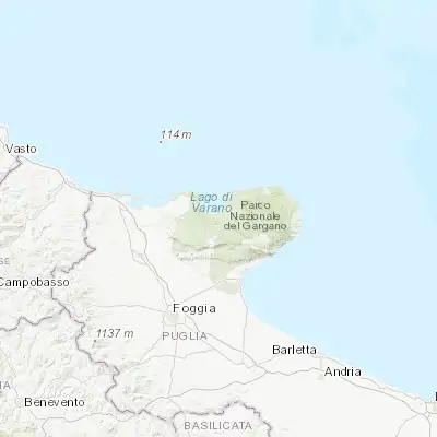 Map showing location of Cagnano Varano (41.828320, 15.772030)