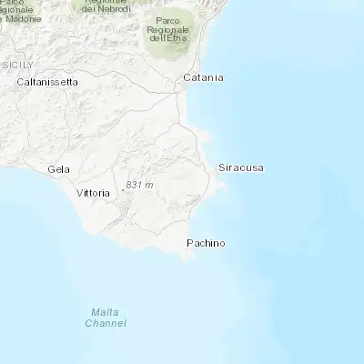 Map showing location of Canicattini Bagni (37.031710, 15.063880)