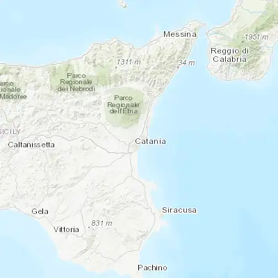 Map showing location of Carrubazza-Motta (37.553230, 15.108190)