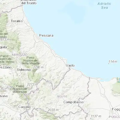 Map showing location of Casalbordino-Miracoli (42.153540, 14.599120)