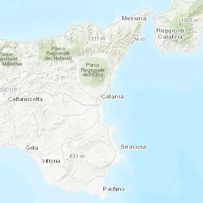 Map showing location of Catania (37.492230, 15.070410)